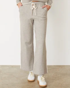 MONROW Lightknit Pant With Contrast Piping HEATHERGREY Hot
